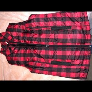 Red camel buffalo check vest